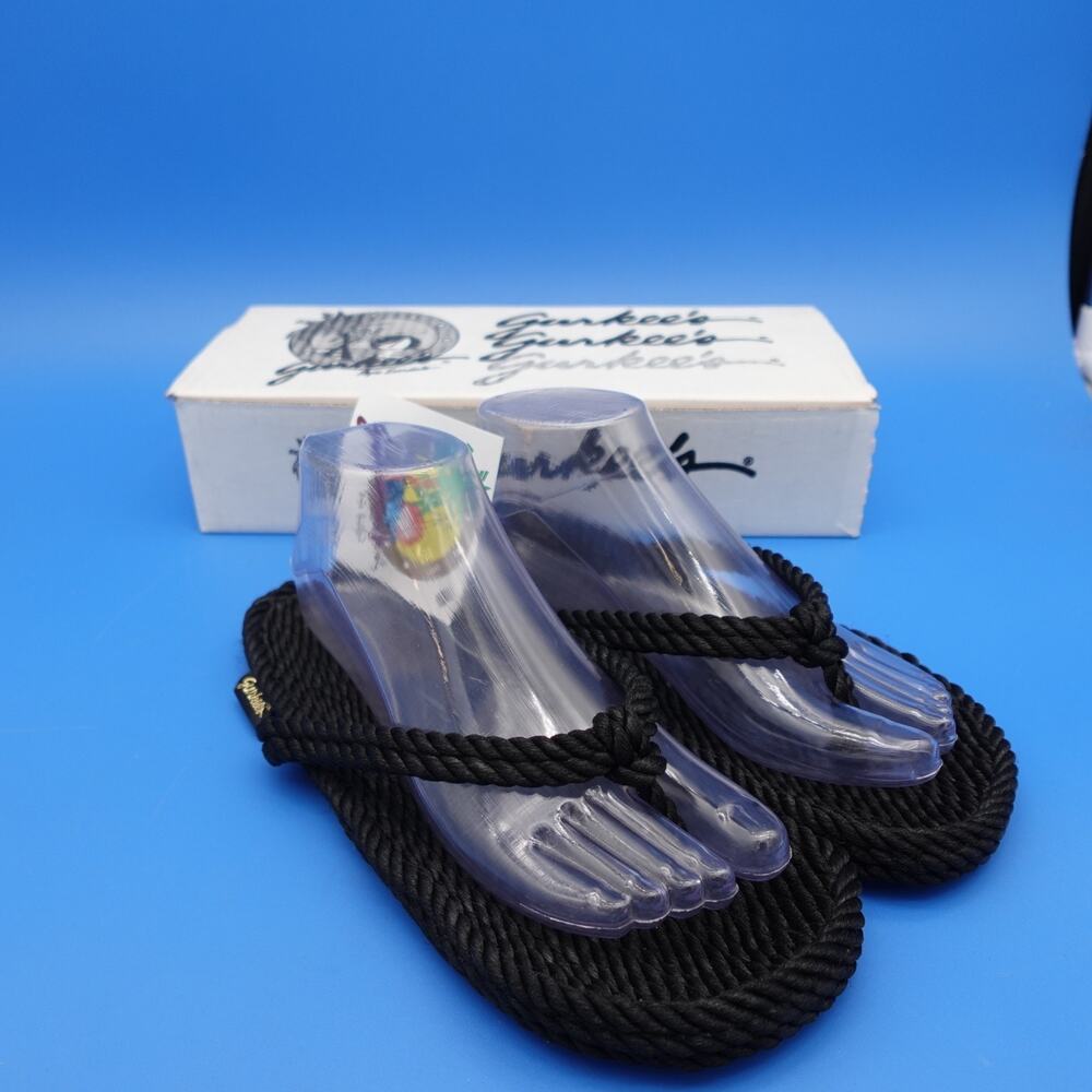 Gurkee’s Tobago Thong Rope Sandals Men’s Size 7.5-8 Black New With Box - Picture 3 of 7